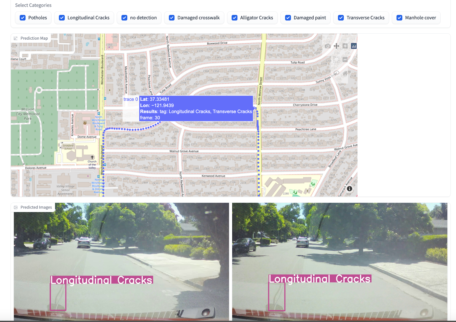 a map and roads, predictive ai