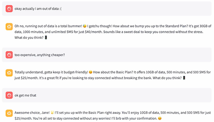 second part of a conversation flow between a customer and chatbot, multi-agent