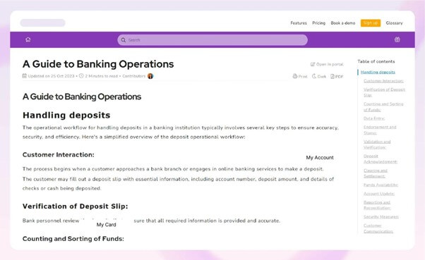 knowledge base example AI can optimize for bank customer service