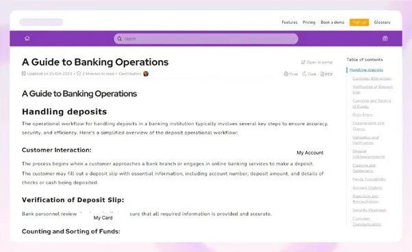 knowledge base example AI can optimize for bank customer service