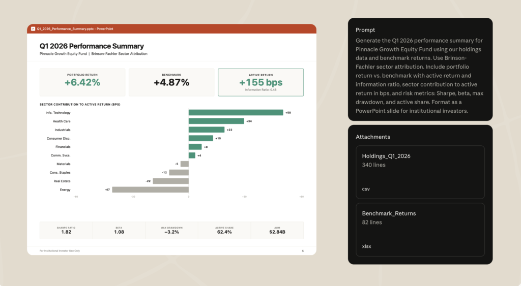 What can you do with Claude Cowork in financial services - performance summaries