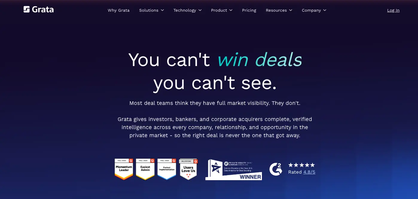Grata is one of The Best AI Tools For Private Equity and Venture Capital Firms