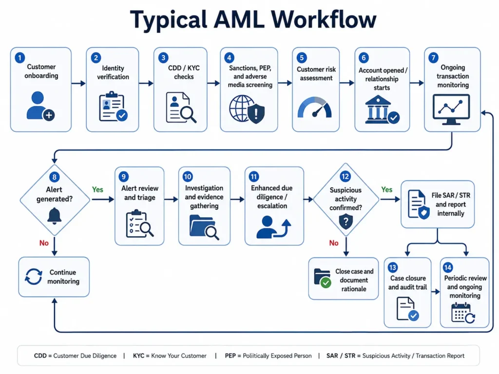 typical AML workflow that AI can support